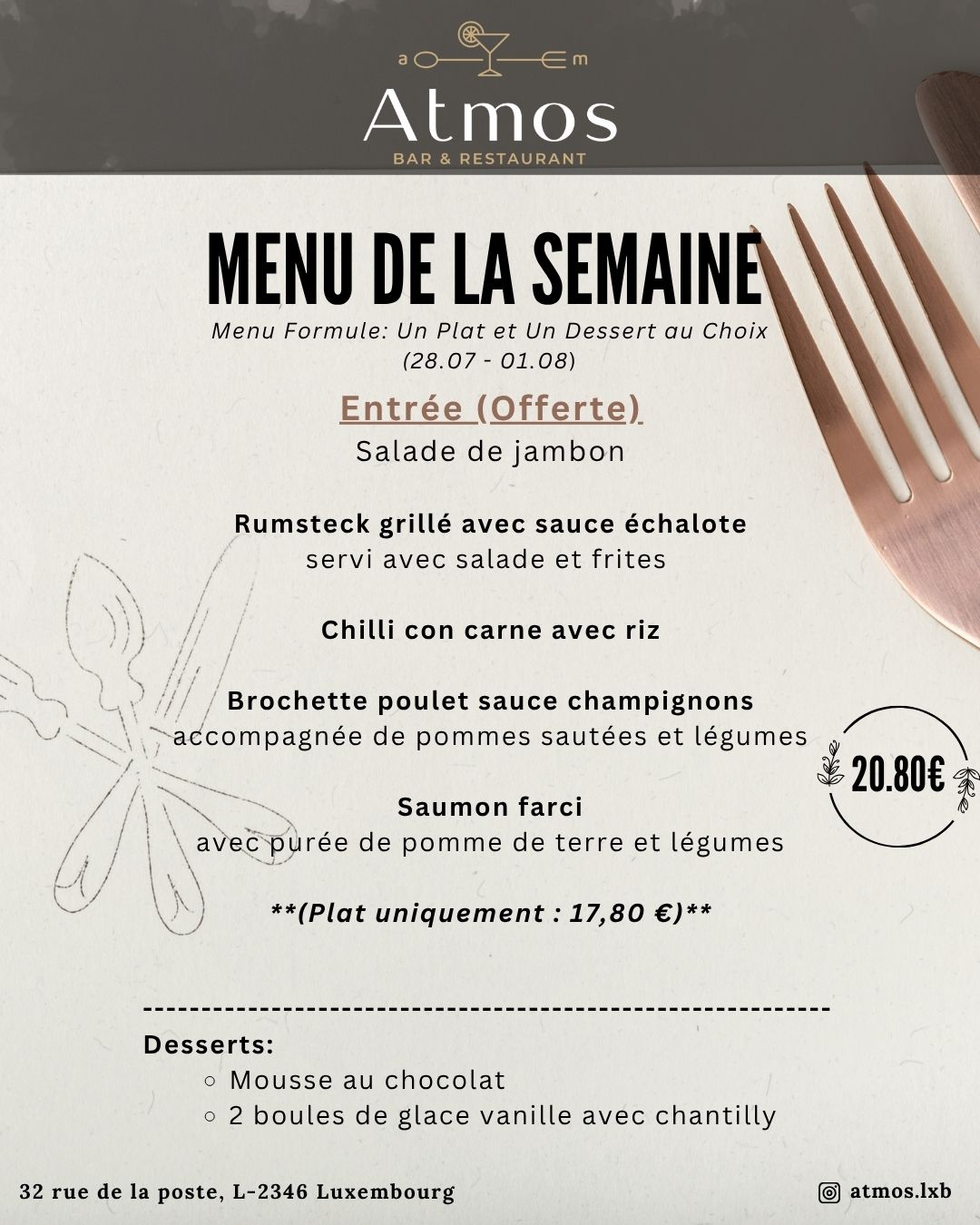 Menu du jour