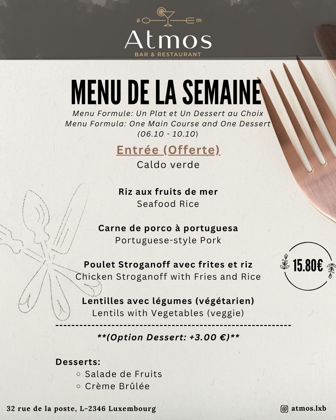 Menu du jour